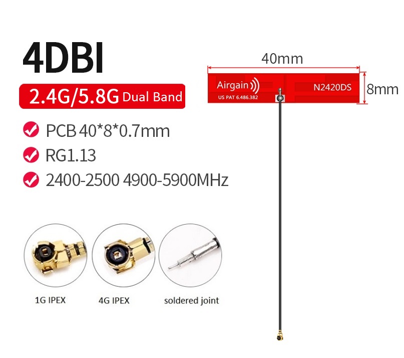 Dual Band T shape Red PCB Antenna