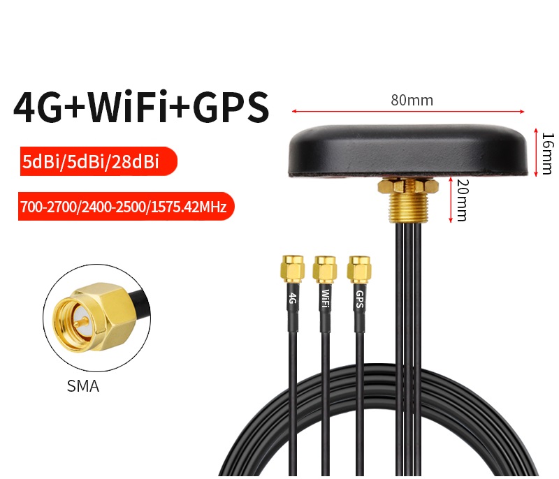 3 in 1 Square (Default 4G+WIFI+GPS) Antenna