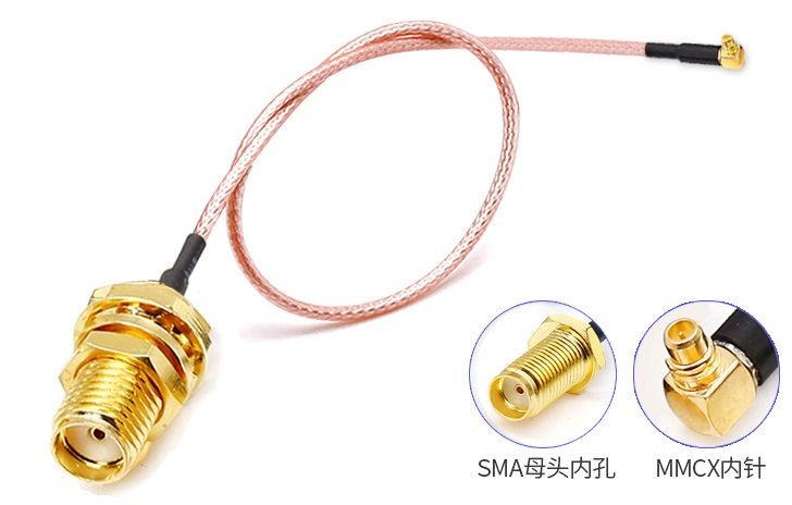 30CM Cable MMCX Right angle Male To SMA Female  Hole 316 Cable